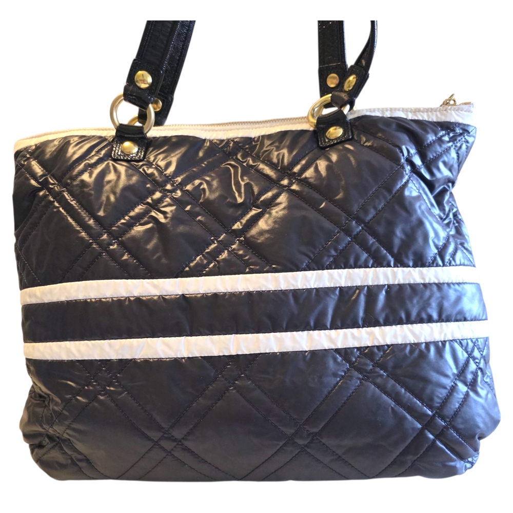 Coach Poppy Ski Bunny Black/White Limited Rare Quilted Glam Tote Y2K - Picture 4 of 9